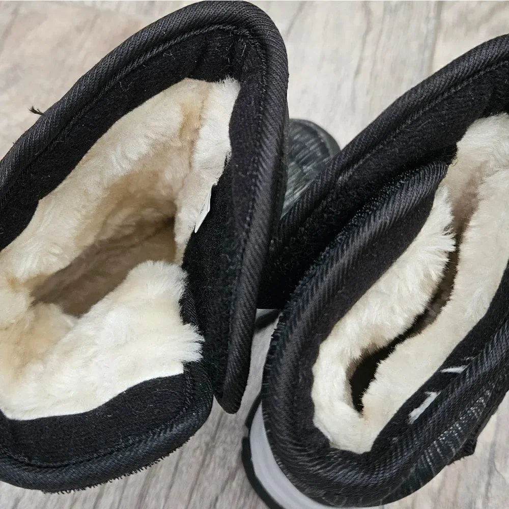 Hobibear Black and Gray Faux Fur Lined Snow Boots Size 8.5 Toddler